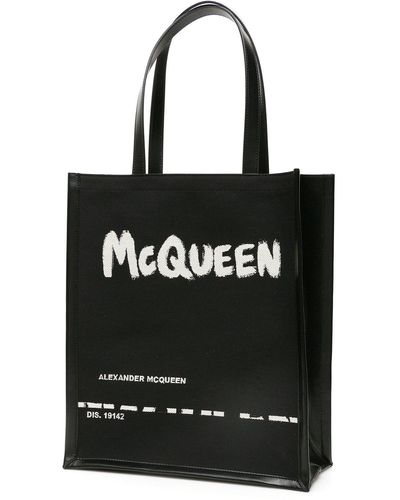 Alexander McQueen Graffiti Logo Tote Bag - Black