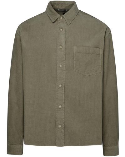 John Elliott Hemy Shirt In Beige Corduroy - Green