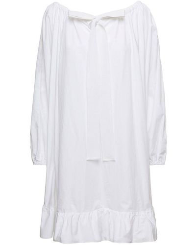 Patou Mini Frill Dress With Bow Detail - White
