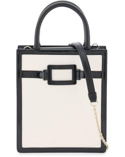 Roger Vivier 'belle Vivier Voyage' Mini Tote Bag In Patent Leather - White