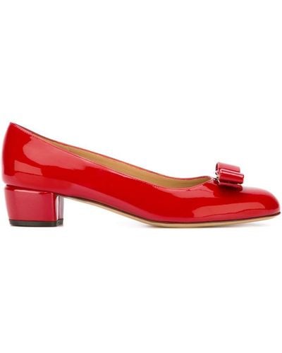 Ferragamo Vara Bow-detail Leather Pumps - Red