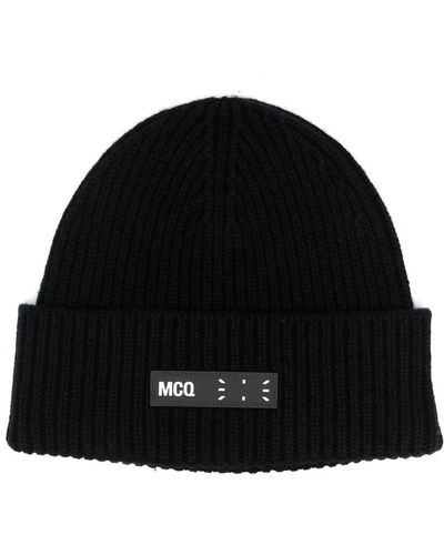 McQ Logo Patch Beanie - Black
