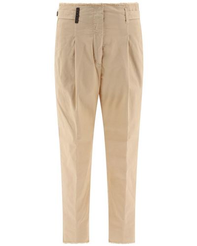 Peserico Pants With Fringed Details - Natural