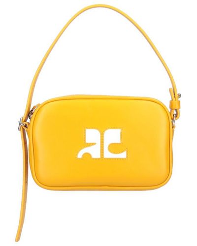Courreges 'slim Leather Camera' Shoulder Bag - Yellow