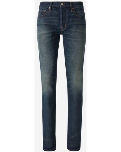 Tom Ford Slim Fit Cotton Jeans - Blue