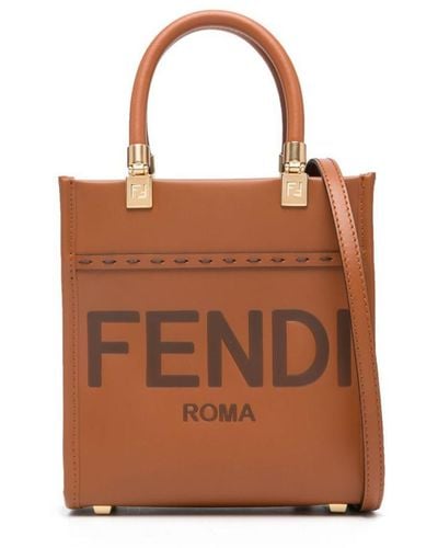 Fendi Sunshine Mini Shopper Bags - Brown