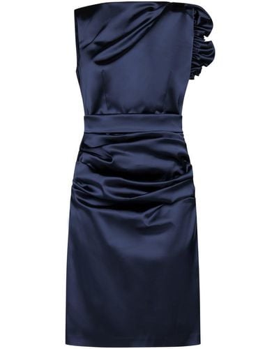 Talbot Runhof Stretch Satin Cocktail Dress - Blue