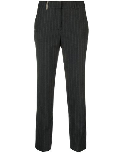 Peserico Pinstriped Slim-fit Tailored Trousers - Black