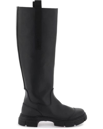Ganni Recycled Rubber Knee High Boots - Black