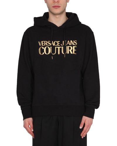 Versace Sweatshirt With Thick Foil Logo - Black