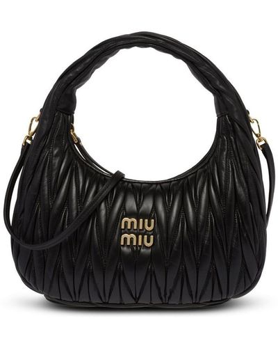 Miu Miu Black Matelassé Leather Bauletto Bowler Bag Miu Miu
