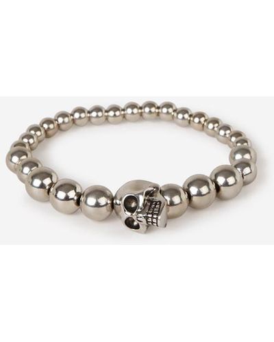 Alexander McQueen Skull Beads Bracelet - White