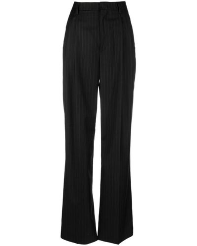 Tagliatore High-waisted Pinstripe Flared Pants - Black