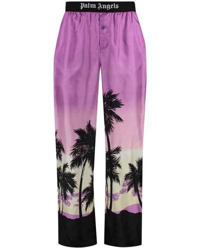Palm Angels Printed Silk Pants - Pink