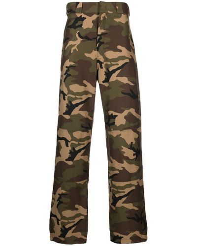 Palm Angels Camouflage Print Cotton Pants - Green