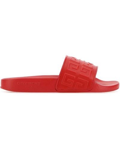 Givenchy Red Leather 4g Slippers
