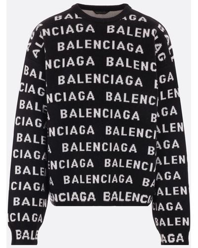 Balenciaga Intarsia-knit Logo Jumper - Black