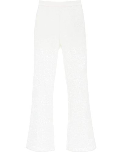 Self-Portrait Flared Lace Trousers - White