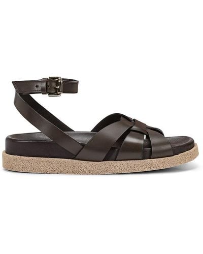 Guglielmo Rotta Tick Ranch Leather Sandals With Ankle Strap - Brown