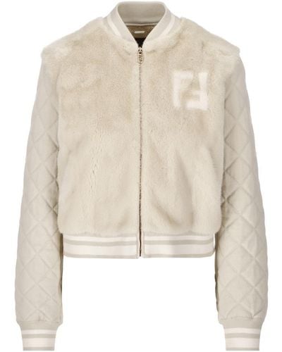 Fendi Diamond Quilted Bomber Jacket - Natural