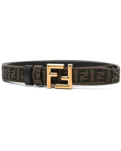 Fendi Jacquard Ff Reversible 2cm Belt - Black