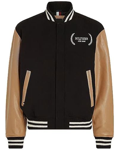 Tommy Hilfiger Wool Leather Varsity Jacket - Black