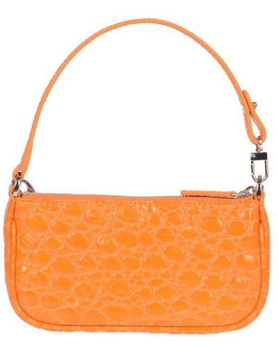 BY FAR Orange Leather Mini Rachel Circular Croco Shoulder Bag