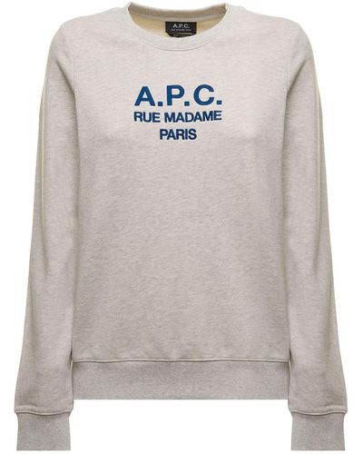 A.P.C. Tina Sweatshirt In Fleece Cotton With Logo Embroidery To The Chest Woman - Gray