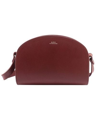 A.P.C. Leather Closure With Zip Shoulder Bags - Purple