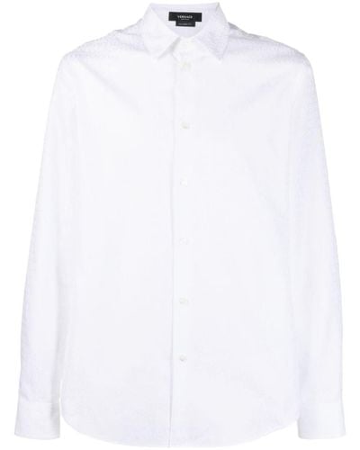 Versace Logo All Over Cotton Shirt - White