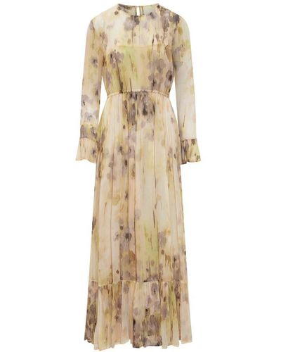 Jucca Long Dress With Flounce - Natural