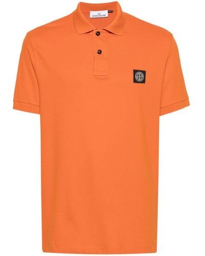 Stone Island Polo Shirt With Logo - Orange