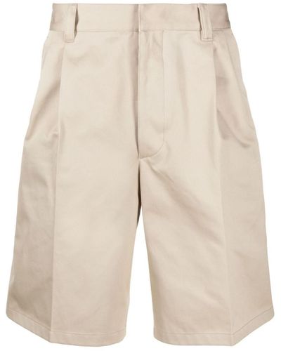 Prada Pleated Wide-leg Shorts - Natural