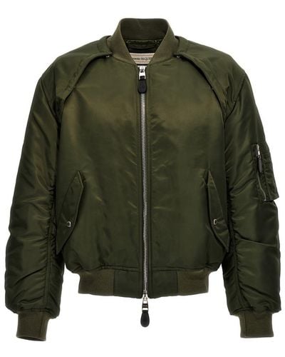 Alexander McQueen Alexander Mc Queen Convertible Khaki Nylon Bomber Jacket - Green