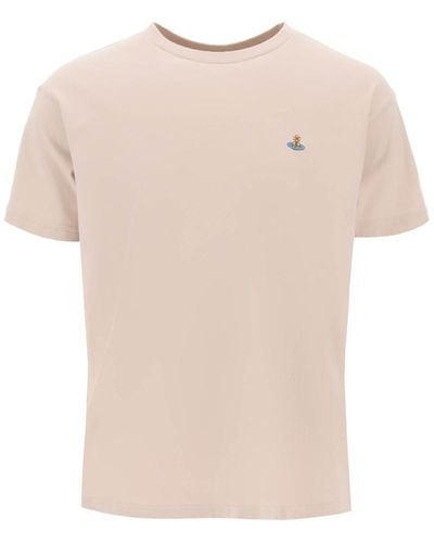 Vivienne Westwood Classic T-Shirt With Orb Logo - Natural