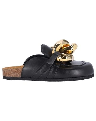 JW Anderson Leather Chain Loafer Mules - Black