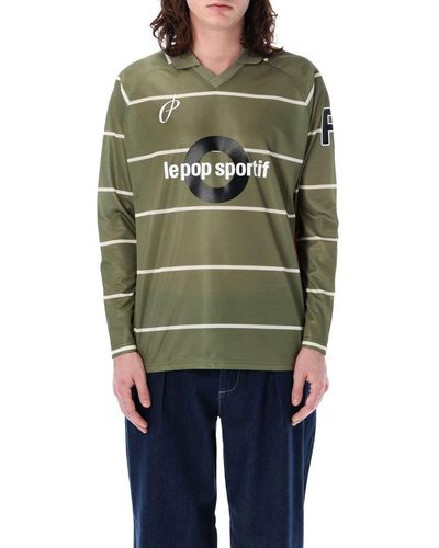 Pop Trading Co. Pop Striped Sportif Long Sleeves T-Shirt - Green