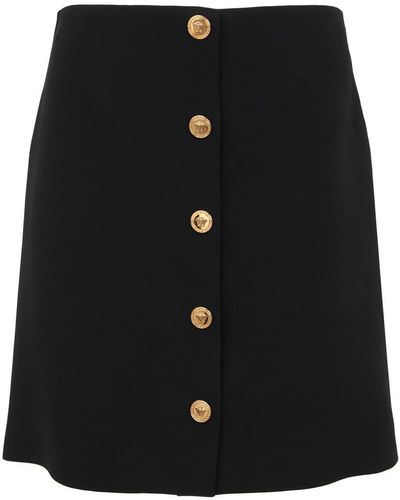 Versace Medusa Buttons Satin Mini Skirt - Black