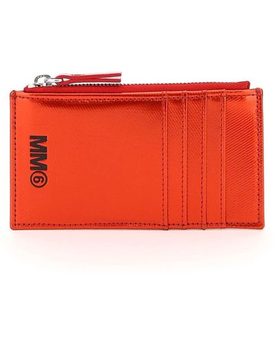 MM6 by Maison Martin Margiela Coated Canvas Zipped Cardholder - Red