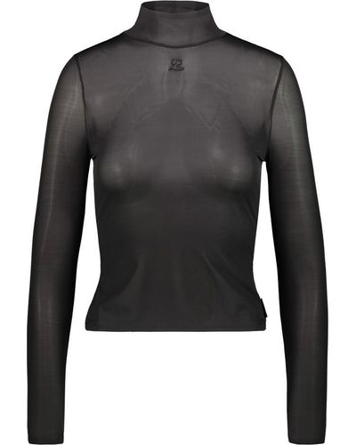 Courreges Mockneck Second Skin Top Clothing - Black