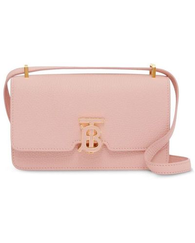 Burberry Tb Mini Leather Shoulder Bag - Pink