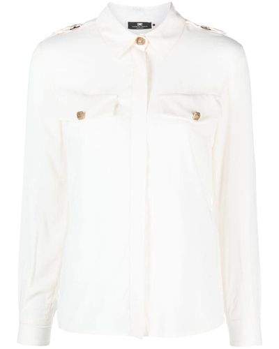 Elisabetta Franchi Spread-collar Flap-pocket Shirt - White