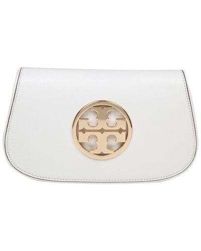 Tory Burch Reva Clutch In Ivory Leather - White