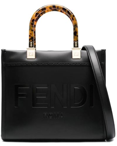 Fendi Sunshine Small Leather Tote - Black