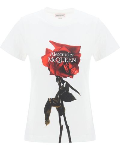 Alexander McQueen Shadow Rose T-Shirt - White