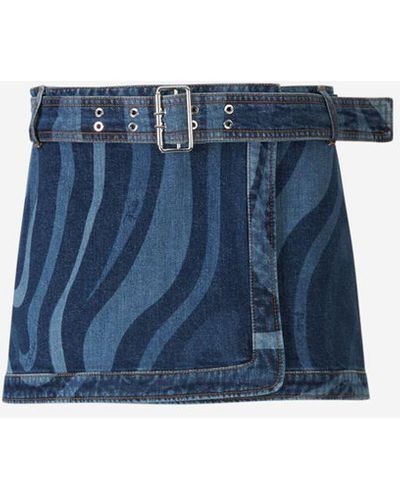 Emilio Pucci Marmo Motif Mini Skirt - Blue