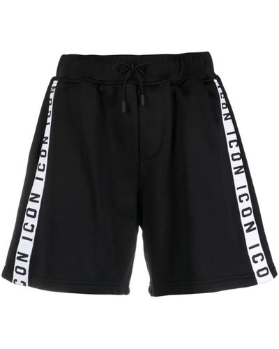 DSquared² Icon-stripe Drawstring Shorts - Black