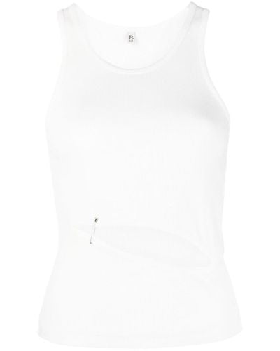 R13 Cut-out Ribbed Tank Top - White