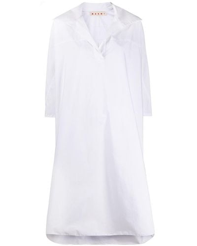 Marni Deep V-neck Shift Dress - White