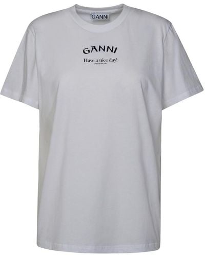 Ganni '' White Cotton T-shirt - Gray